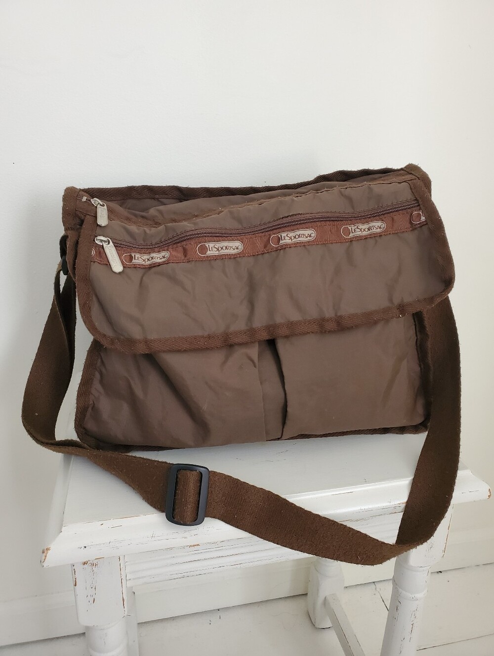 Brown LeSportSac Crossbody Gym Bag Small Weekender Bag